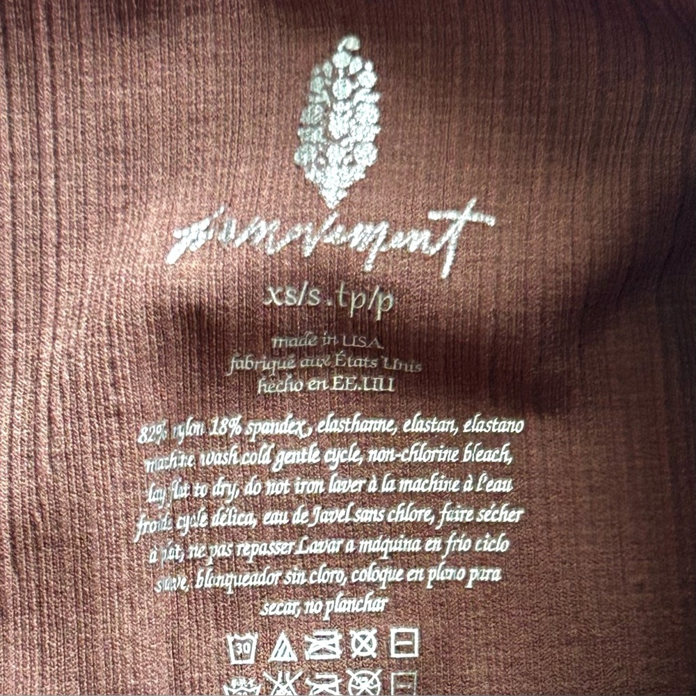 🍒NWOT Free People Movement Good Karma Leggings. Brown. Size: XS/S - Picture 5 of 7
